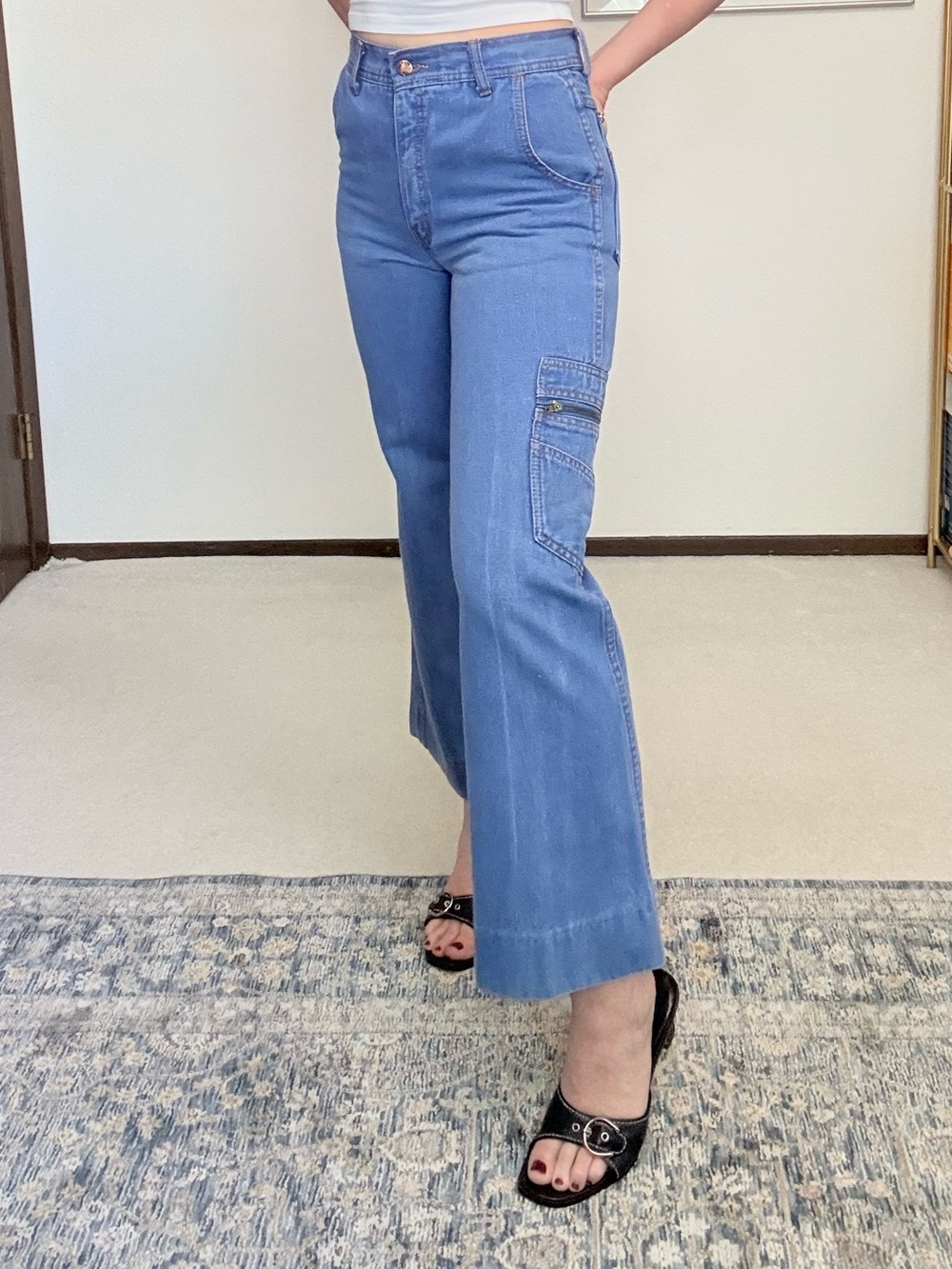 70s Vintage CB Jeans Carpenter Style Flare Jeans Retro Utility Gorpcore - Picture 4 of 15